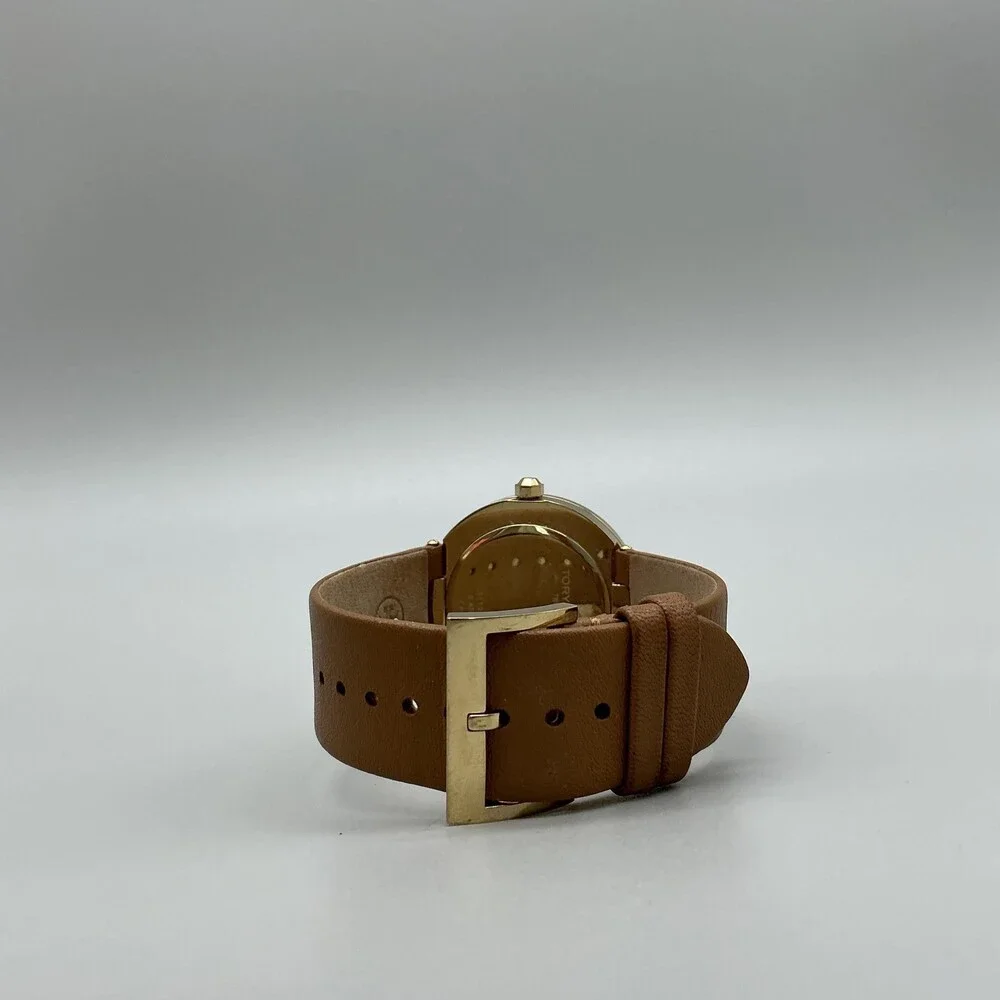Tory Burch TBW4040 Womens Watch 36mm Multicolor Dial Gold Brown Leather New Batt